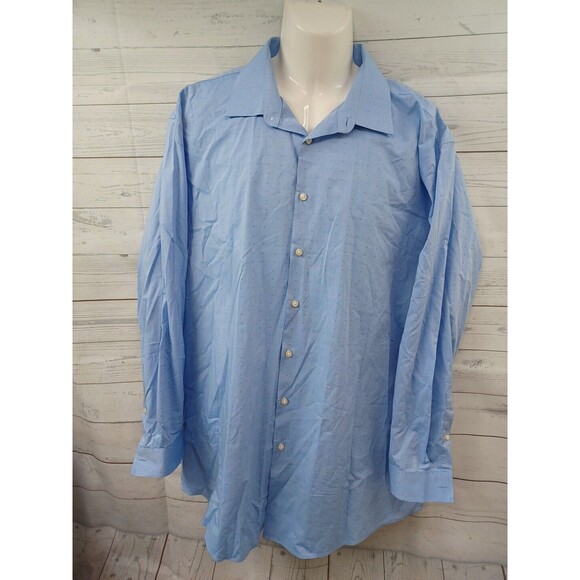 JF J. Ferrar SLIM FIT Blue Dress Shirt Men XXL 18-18 1/2  34/35 - Picture 1 of 8